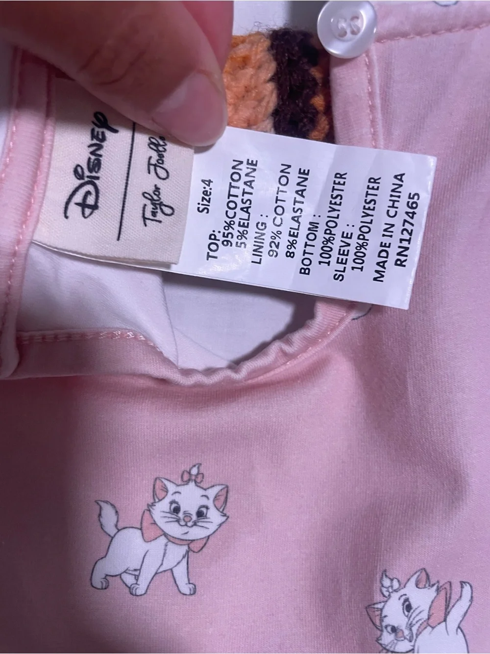 Girls Marie aristocats Print Dress with Peter Pan Collar